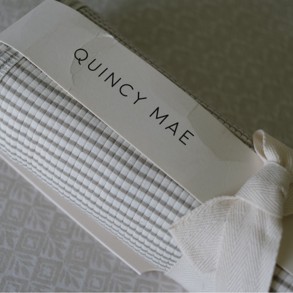 Quincy Mae Organic Cream and Sage Ribbed Baby Blanket